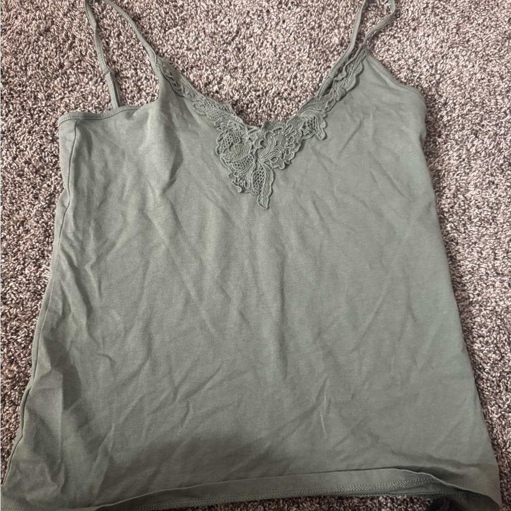 LOFT Olive Lace Trim Camisole